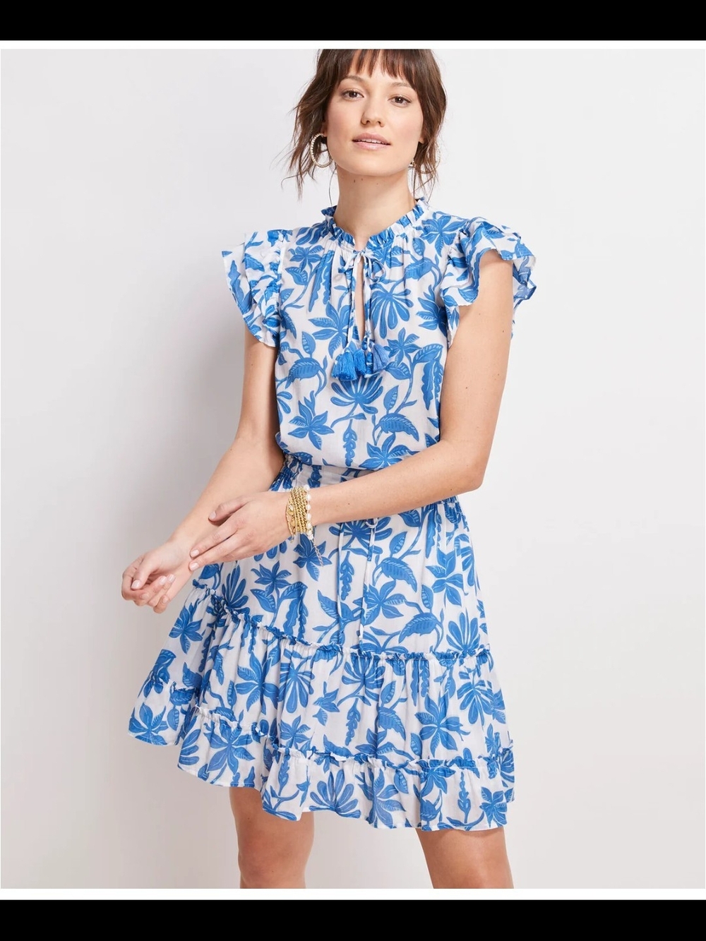 Vineyard Vines Blue & White Floral Ruffle Sundress - Picture 1 of 5